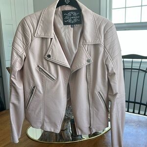 Faux pink leather jacket